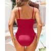 imageYonique Womens Athletic Swimsuits One Piece Bathing Suit Sport Training SwimwearDrawstringlight Burgundy