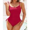 imageYonique Womens Athletic Swimsuits One Piece Bathing Suit Sport Training SwimwearDrawstringlight Burgundy