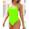 imageYonique Womens Athletic Swimsuits One Piece Bathing Suit Sport Training SwimwearDrawstringneon Green