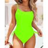 imageYonique Womens Athletic Swimsuits One Piece Bathing Suit Sport Training SwimwearDrawstringneon Green