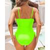 imageYonique Womens Athletic Swimsuits One Piece Bathing Suit Sport Training SwimwearDrawstringneon Green