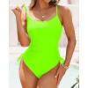 imageYonique Womens Athletic Swimsuits One Piece Bathing Suit Sport Training SwimwearDrawstringneon Green