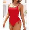 imageYonique Womens Athletic Swimsuits One Piece Bathing Suit Sport Training SwimwearDrawstringred