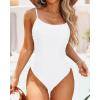 imageYonique Womens Athletic Swimsuits One Piece Bathing Suit Sport Training SwimwearDrawstringwhite