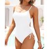 imageYonique Womens Athletic Swimsuits One Piece Bathing Suit Sport Training SwimwearDrawstringwhite