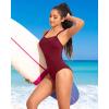 imageYonique Womens Athletic Swimsuits One Piece Bathing Suit Sport Training SwimwearRed