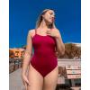 imageYonique Womens Athletic Swimsuits One Piece Bathing Suit Sport Training SwimwearRed