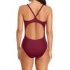 imageYonique Womens Athletic Swimsuits One Piece Bathing Suit Sport Training SwimwearRed