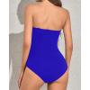 imageYonique Womens Strapless One Piece Swimsuit Tummy Control Bandeau Bathing Suits Slimming Twist Front Swimwear Royal Blue L