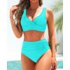 imageYonique Womens Two Piece High Waisted Bikini Set Tummy Control Swimsuit Full Coverage Bathing SuitAqua