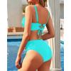 imageYonique Womens Two Piece High Waisted Bikini Set Tummy Control Swimsuit Full Coverage Bathing SuitAqua