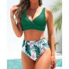 imageYonique Womens Two Piece High Waisted Bikini Set Tummy Control Swimsuit Full Coverage Bathing SuitGreen Floral