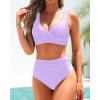 imageYonique Womens Two Piece High Waisted Bikini Set Tummy Control Swimsuit Full Coverage Bathing SuitLight Purple