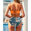 imageYonique Womens Two Piece High Waisted Bikini Set Tummy Control Swimsuit Full Coverage Bathing SuitOrange Flowers