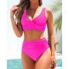 imageYonique Womens Two Piece High Waisted Bikini Set Tummy Control Swimsuit Full Coverage Bathing SuitPink