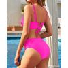 imageYonique Womens Two Piece High Waisted Bikini Set Tummy Control Swimsuit Full Coverage Bathing SuitPink