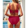 imageYonique Womens Two Piece High Waisted Bikini Set Tummy Control Swimsuit Full Coverage Bathing SuitRed