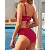 imageYonique Womens Two Piece High Waisted Bikini Set Tummy Control Swimsuit Full Coverage Bathing SuitRed