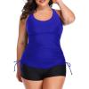 imageYonique Women Plus Size Tankini with Shorts Two Piece Bathing Suits Athletic Swimsuits Tummy Control SwimwearRoyal Blue