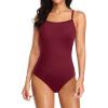 imageYonique Womens Athletic Swimsuits One Piece Bathing Suit Sport Training SwimwearRed