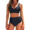 imageYonique Womens Two Piece High Waisted Bikini Set Tummy Control Swimsuit Full Coverage Bathing SuitBlack