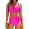 imageYonique Womens Two Piece High Waisted Bikini Set Tummy Control Swimsuit Full Coverage Bathing SuitPink