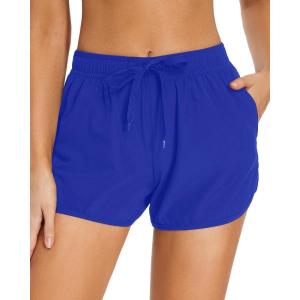 imageYonique Womens Swim Shorts Sporty Boardshorts with Pockets Drawstring Swim Bottom Swim Trunks for Teen Girls Royal Blue L