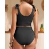 imageTwo Piece High Waisted Swimsuits  Women Tummy Control Bikini Modest Bathing Suit 2PC 2025Black