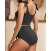 imageTwo Piece High Waisted Swimsuits  Women Tummy Control Bikini Modest Bathing Suit 2PC 2025Black
