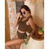 imageTwo Piece High Waisted Swimsuits  Women Tummy Control Bikini Modest Bathing Suit 2PC 2025Brown
