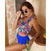 imageTwo Piece High Waisted Swimsuits  Women Tummy Control Bikini Modest Bathing Suit 2PC 2025Colorful Floral