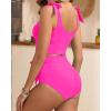 imageTwo Piece High Waisted Swimsuits  Women Tummy Control Bikini Modest Bathing Suit 2PC 2025Hot Pink