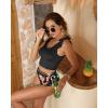imageTwo Piece High Waisted Swimsuits  Women Tummy Control Bikini Modest Bathing Suit 2PC 2025Pink Floral