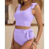 imageTwo Piece High Waisted Swimsuits  Women Tummy Control Bikini Modest Bathing Suit 2PC 2025Purple