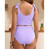 imageTwo Piece High Waisted Swimsuits  Women Tummy Control Bikini Modest Bathing Suit 2PC 2025Purple
