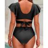 imageWomen High Waist Bikini Sets  Two Piece Ruffle Tummy Control Swimsuits Bathing SuitBlack