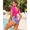 imageWomen High Waist Bikini Sets  Two Piece Ruffle Tummy Control Swimsuits Bathing SuitPink and Floral