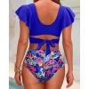 imageWomen High Waist Bikini Sets  Two Piece Ruffle Tummy Control Swimsuits Bathing SuitRoyal Blue Floral
