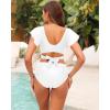 imageWomen High Waist Bikini Sets  Two Piece Ruffle Tummy Control Swimsuits Bathing SuitWhite