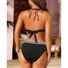 imageWomen High Waisted Bikini Set  Push Up Two Piece Swimsuit Color Block Halter Bikini Ribbed 2025 Bathing Suit SwimwearBlack