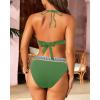 imageWomen High Waisted Bikini Set  Push Up Two Piece Swimsuit Color Block Halter Bikini Ribbed 2025 Bathing Suit SwimwearGreen