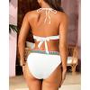 imageWomen High Waisted Bikini Set  Push Up Two Piece Swimsuit Color Block Halter Bikini Ribbed 2025 Bathing Suit SwimwearWhite01