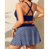 imageWomens Plus Size High Waisted Bikini  Two Piece Swimsuit with Skirt 2025 Tummy Control Bathing Suit with PocketBlue Geometry