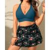 imageWomens Plus Size High Waisted Bikini  Two Piece Swimsuit with Skirt 2025 Tummy Control Bathing Suit with PocketGreen and Flower
