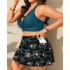 imageWomens Plus Size High Waisted Bikini  Two Piece Swimsuit with Skirt 2025 Tummy Control Bathing Suit with PocketGreen and Flower
