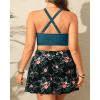 imageWomens Plus Size High Waisted Bikini  Two Piece Swimsuit with Skirt 2025 Tummy Control Bathing Suit with PocketGreen and Flower