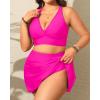 imageWomens Plus Size High Waisted Bikini  Two Piece Swimsuit with Skirt 2025 Tummy Control Bathing Suit with PocketHot Pink