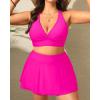 imageWomens Plus Size High Waisted Bikini  Two Piece Swimsuit with Skirt 2025 Tummy Control Bathing Suit with PocketHot Pink
