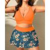 imageWomens Plus Size High Waisted Bikini  Two Piece Swimsuit with Skirt 2025 Tummy Control Bathing Suit with PocketOrange Flowers