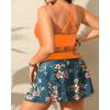 imageWomens Plus Size High Waisted Bikini  Two Piece Swimsuit with Skirt 2025 Tummy Control Bathing Suit with PocketOrange Flowers